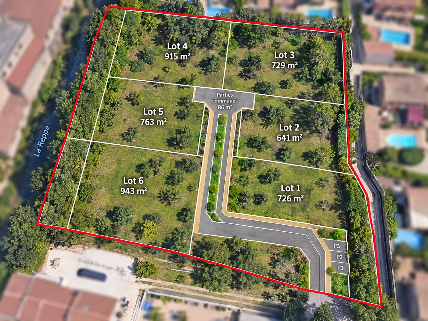 Photomontage aérien présent dans le dossier commercial du Clos Altana